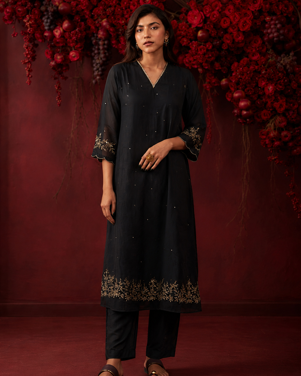 Noir Mul Chanderi Set