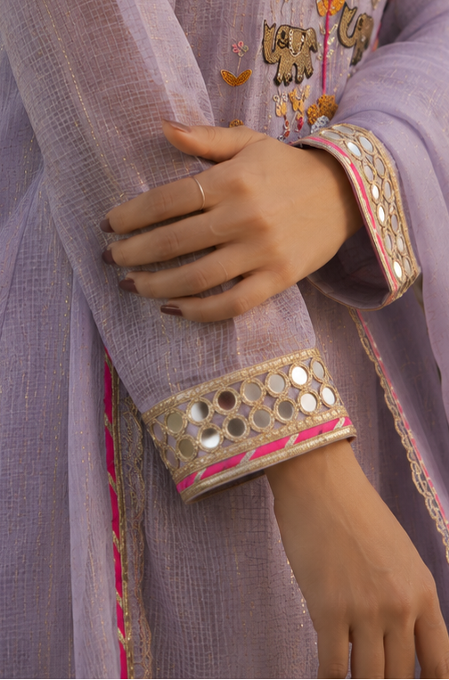 Mauve Kota Doria Suit Set