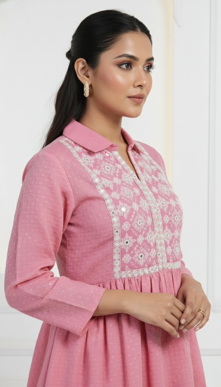 Blush Pink Textured Cotton Co-ord Set