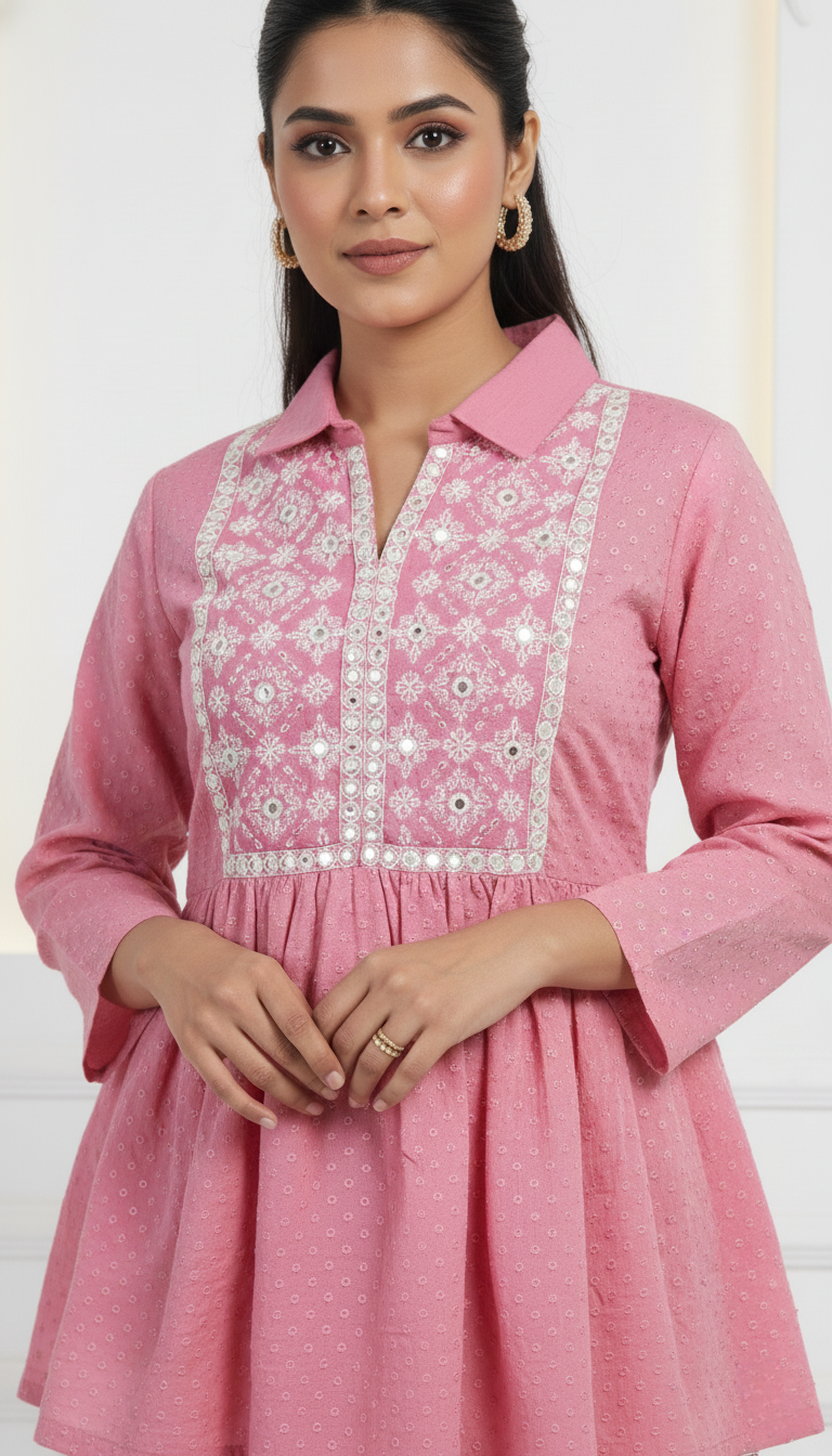 Blush Pink Textured Cotton Co-ord Set