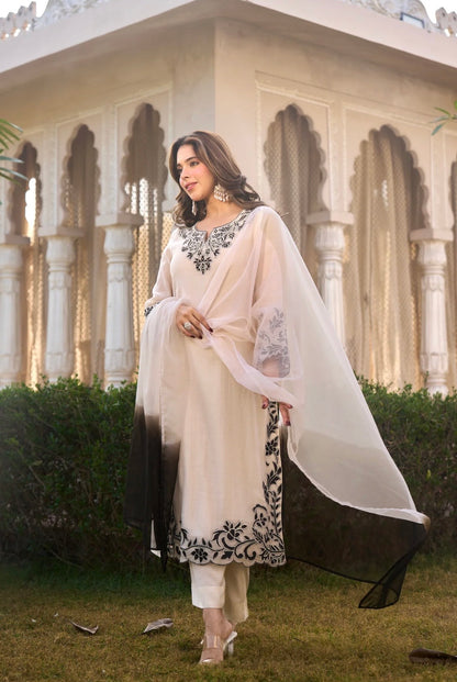 Ivory Ensemble Chanderi Set