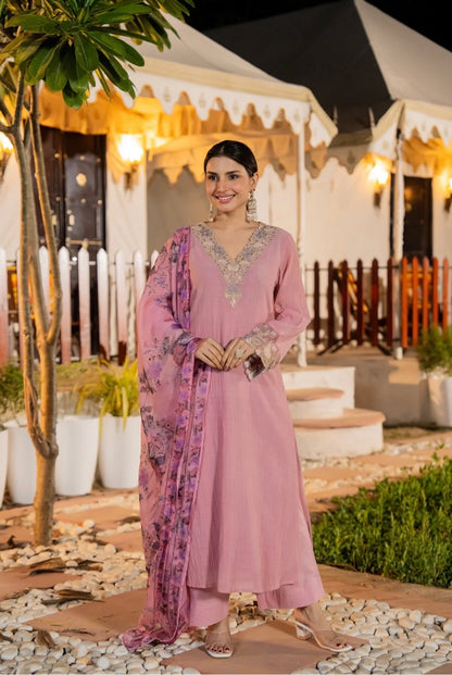 Blush Pink Embroidered Set