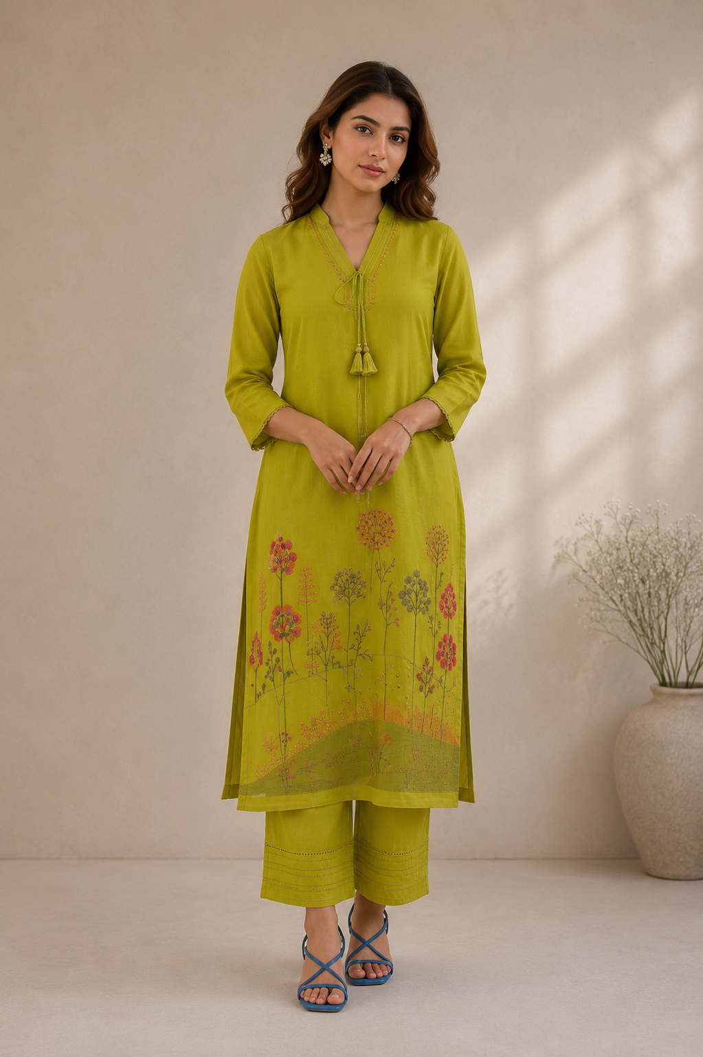 Lime Meadow Mul Cotton Suit Set