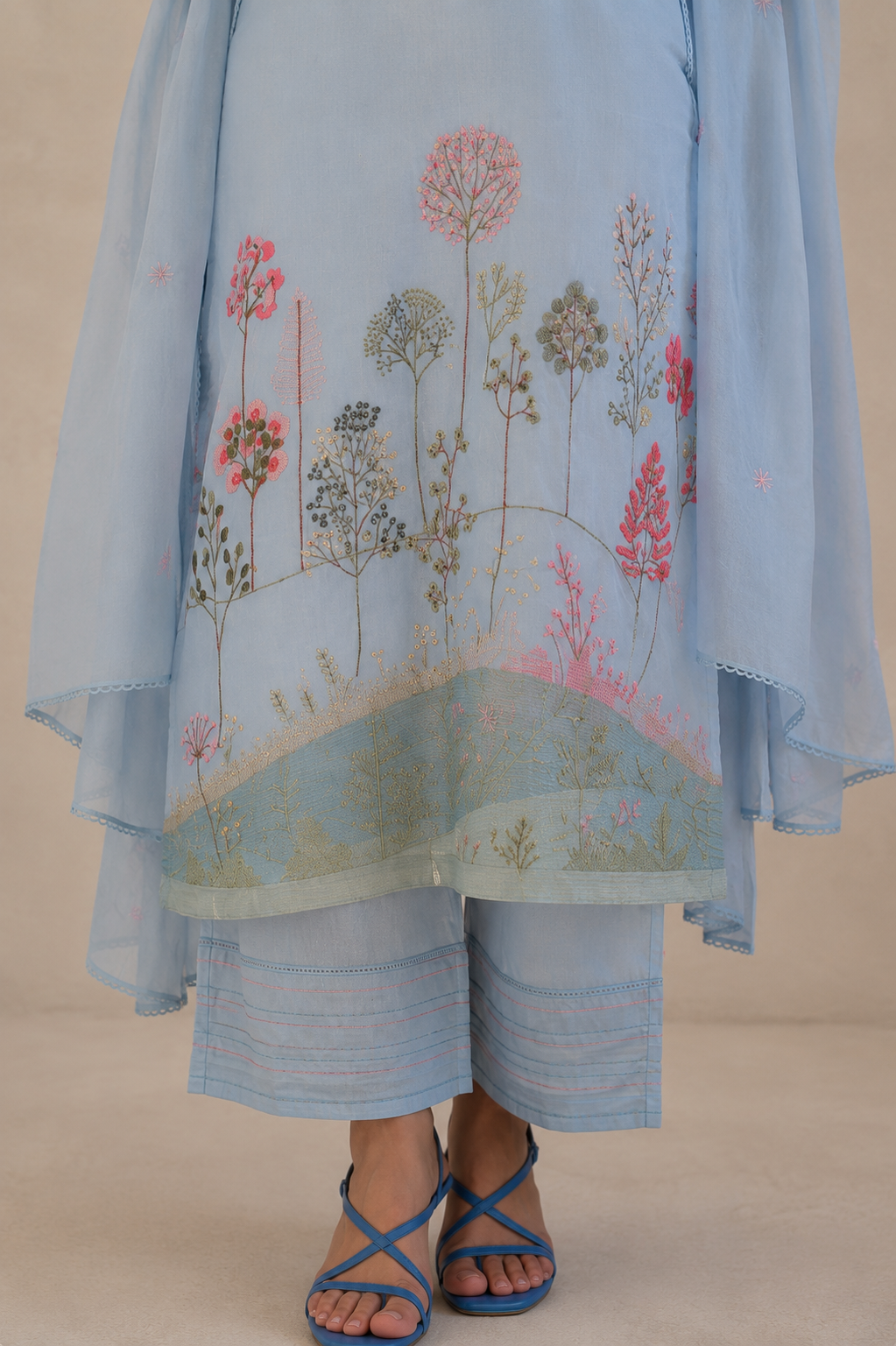 Sky Bloom Mul Cotton Suit Set
