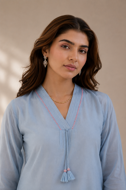 Sky Bloom Mul Cotton Suit Set