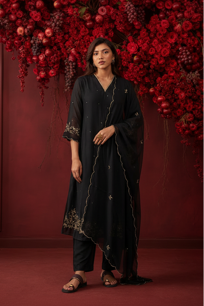 Noir Mul Chanderi Set