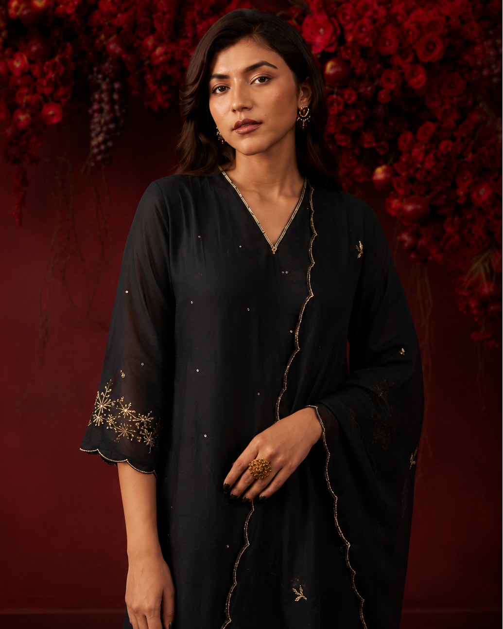Noir Mul Chanderi Set