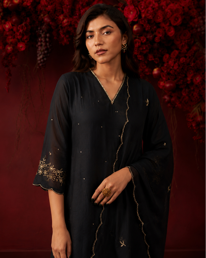 Noir Mul Chanderi Set