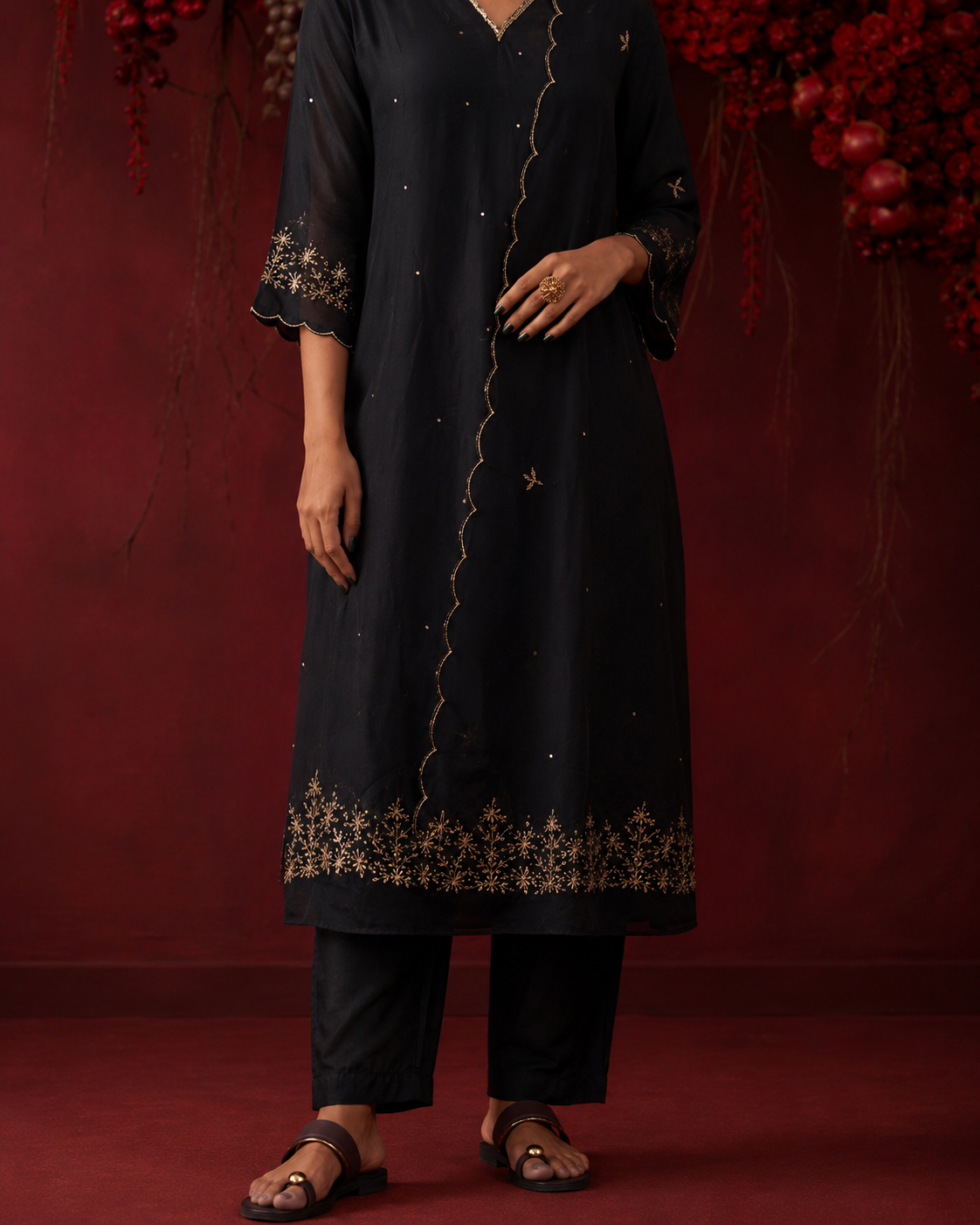 Noir Mul Chanderi Set