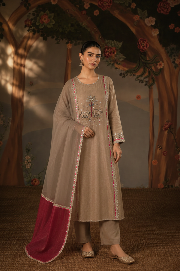 Gajraj Luxe Shimmer Tissue Kurta Set