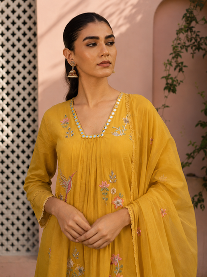 Marigold Bloom Mul Chanderi Set