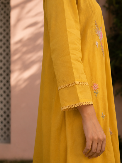 Marigold Bloom Mul Chanderi Set