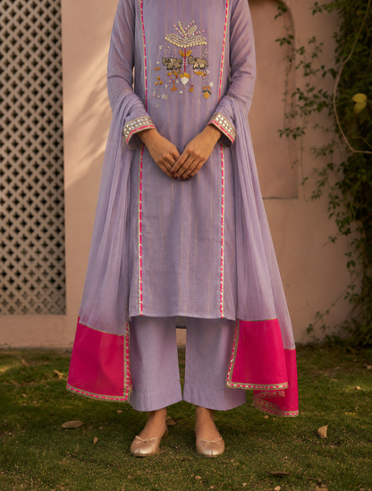 Mauve Kota Doria Suit Set