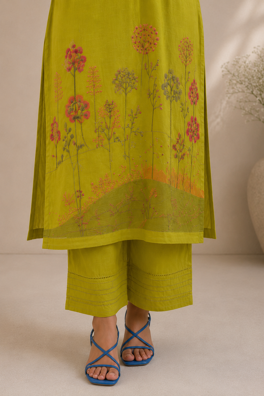 Lime Meadow Mul Cotton Suit Set