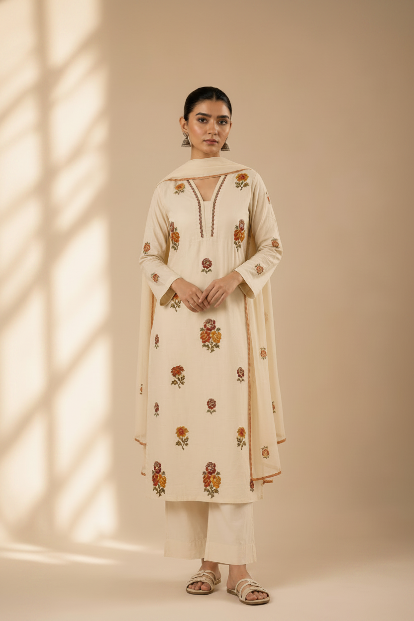 Beige linen Cotton Blend Set