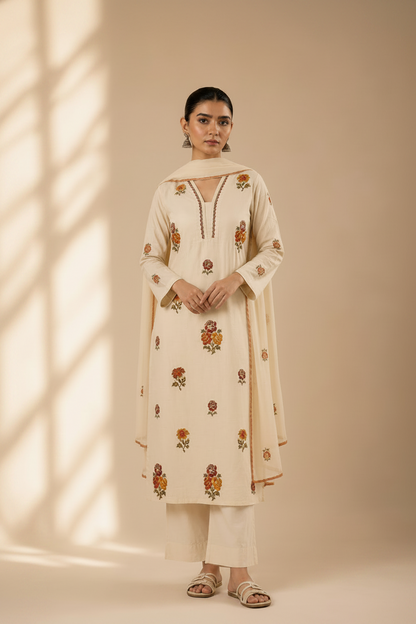 Beige linen Cotton Blend Set
