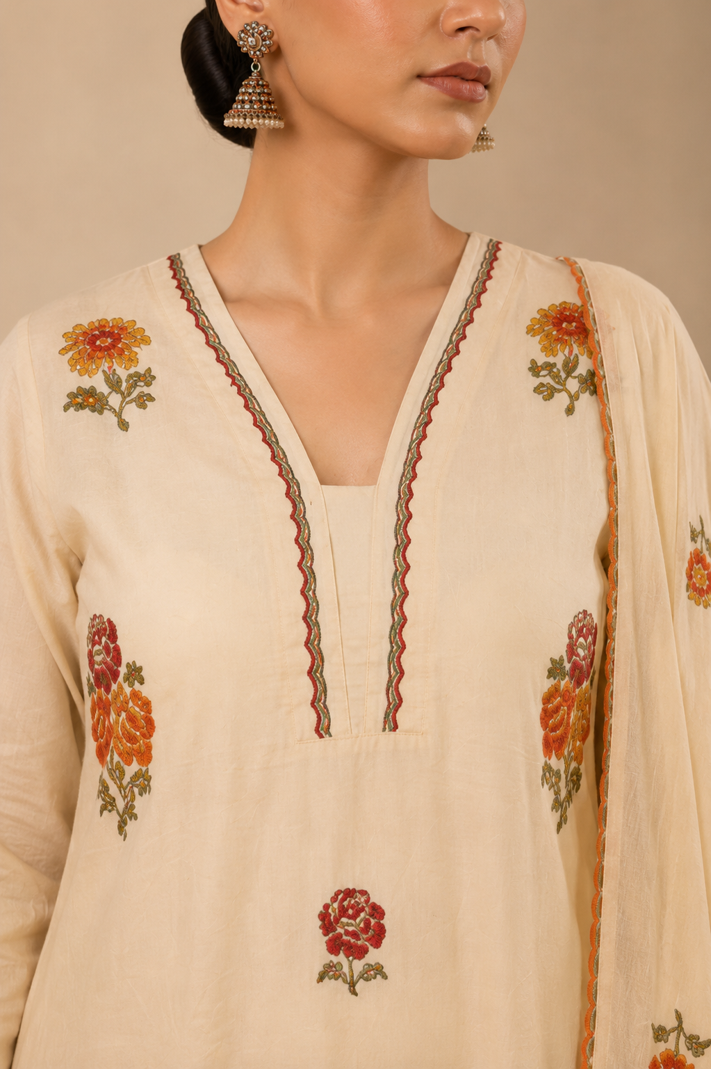 Beige linen Cotton Blend Set
