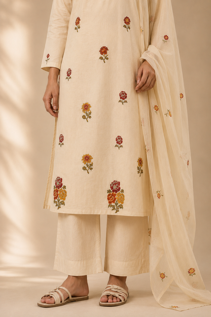 Beige linen Cotton Blend Set