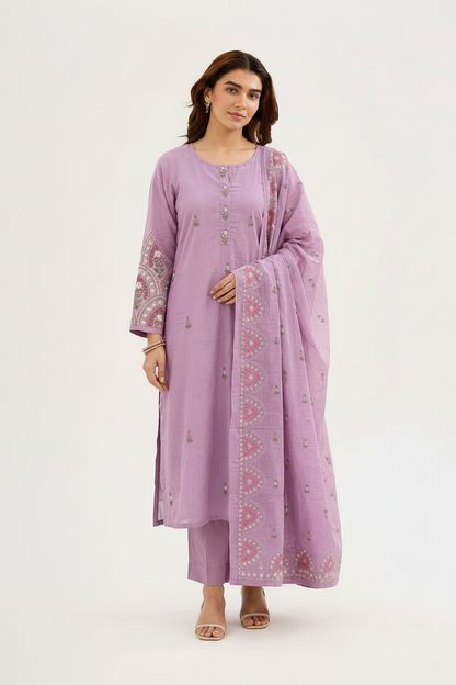 Lilac Mul Cotton Suit Set