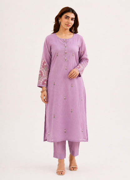 Lilac Mul Cotton Suit Set