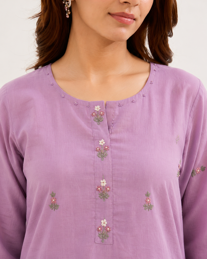 Lilac Mul Cotton Suit Set