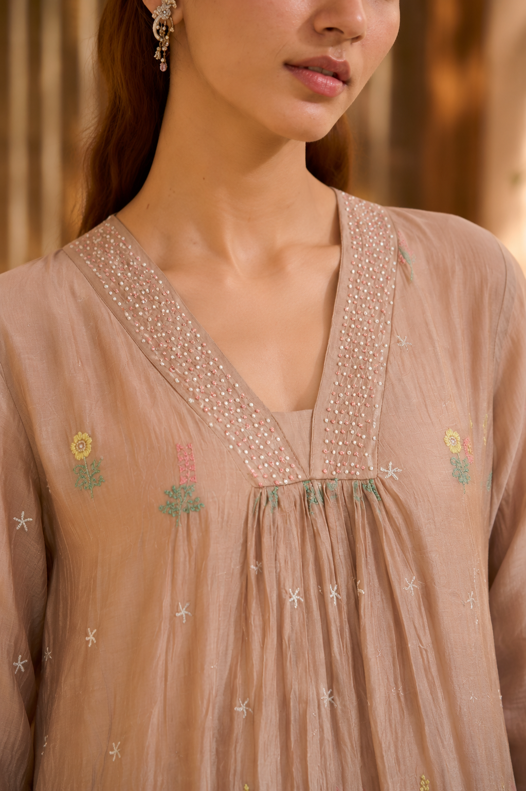 Blush Meadow Mul Chanderi Kurta Set