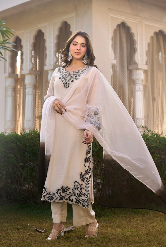 Ivory Ensemble Chanderi Set
