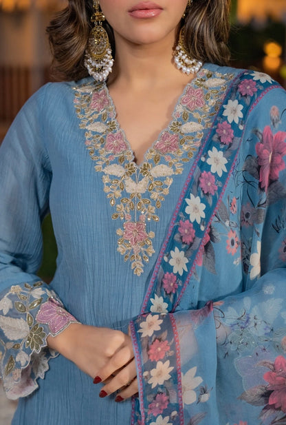 Powder Blue Embroidered Set
