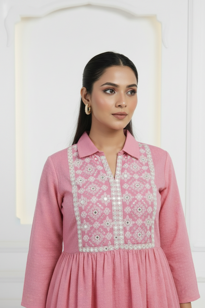 Blush Pink Textured Cotton Co-ord Set