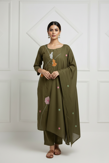 Olive Green Soft Cotton Set