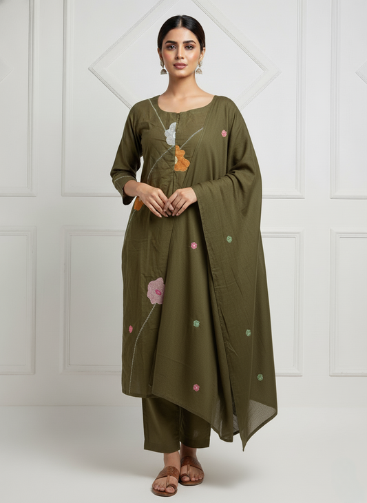 Olive Green Soft Cotton Set