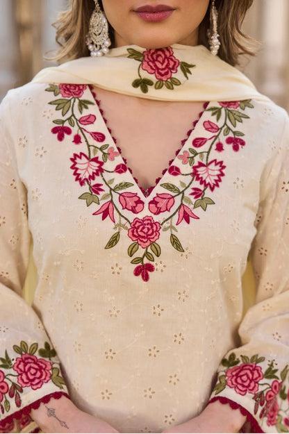 Ivory Cotton Chiffli Set