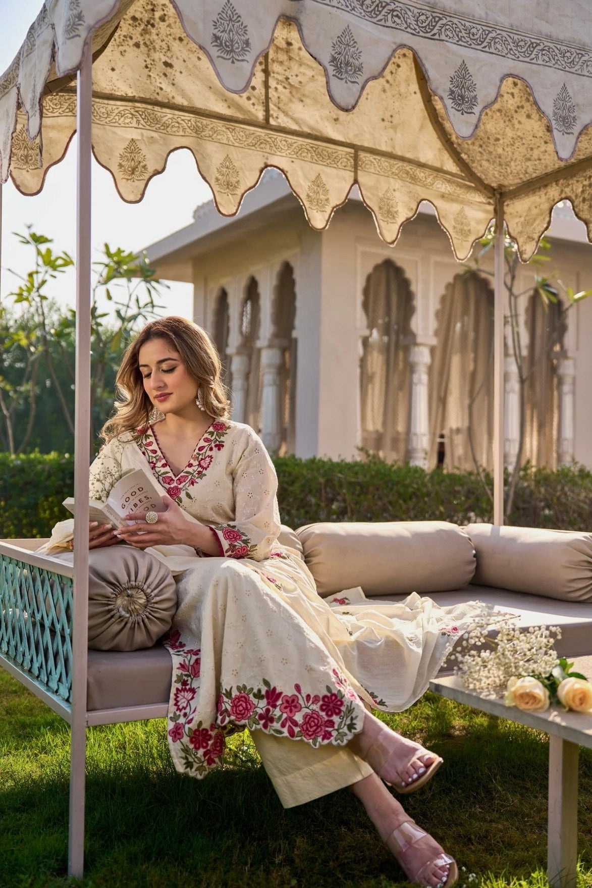 Ivory Cotton Chiffli Set