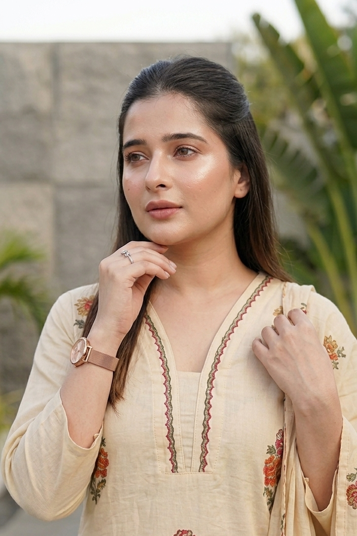Beige linen Cotton Blend Set