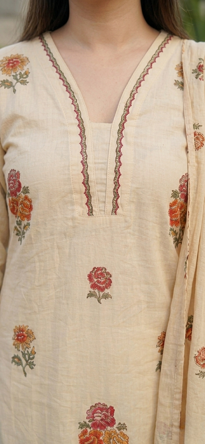 Beige linen Cotton Blend Set