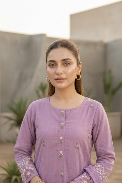 Lilac Mul Cotton Suit Set