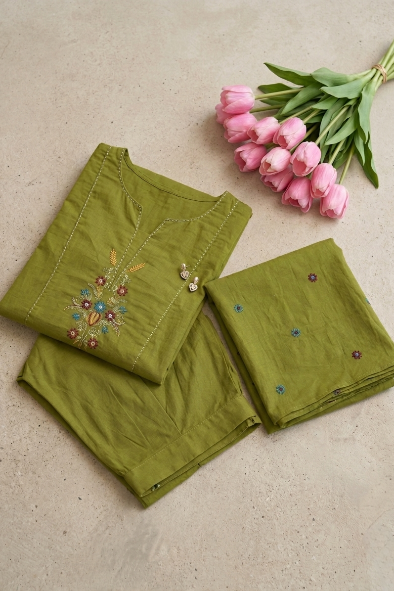 Bottle Green Embroidered Set