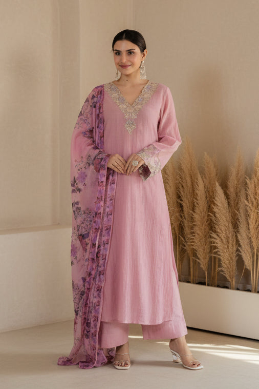 Blush Pink Embroidered Set