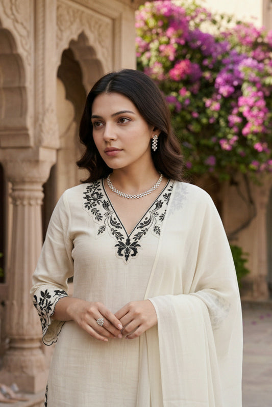 Ivory Ensemble Chanderi Set